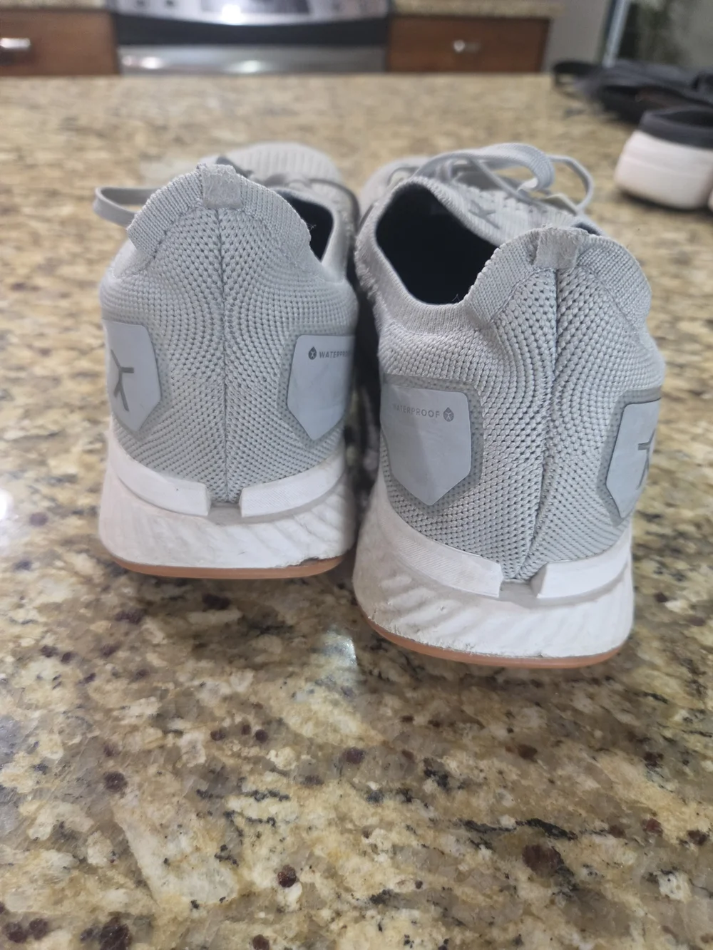 Men's FLUX Knit Sneakers - Light Gray with Tan Accents WATERPROOF